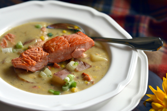 Autumn Fall Salmon Chowder Soup Stew Recipe