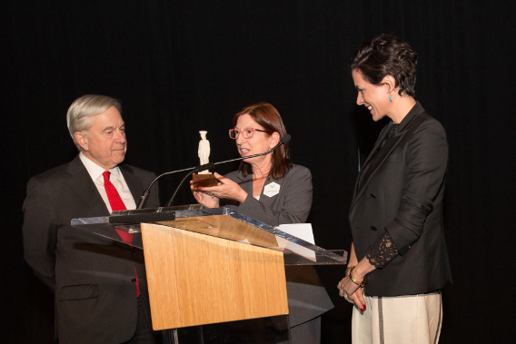 Garance Doré receiving the Fashion Inspiration Award at Chicago's Museum of Science and Industry, November 2014