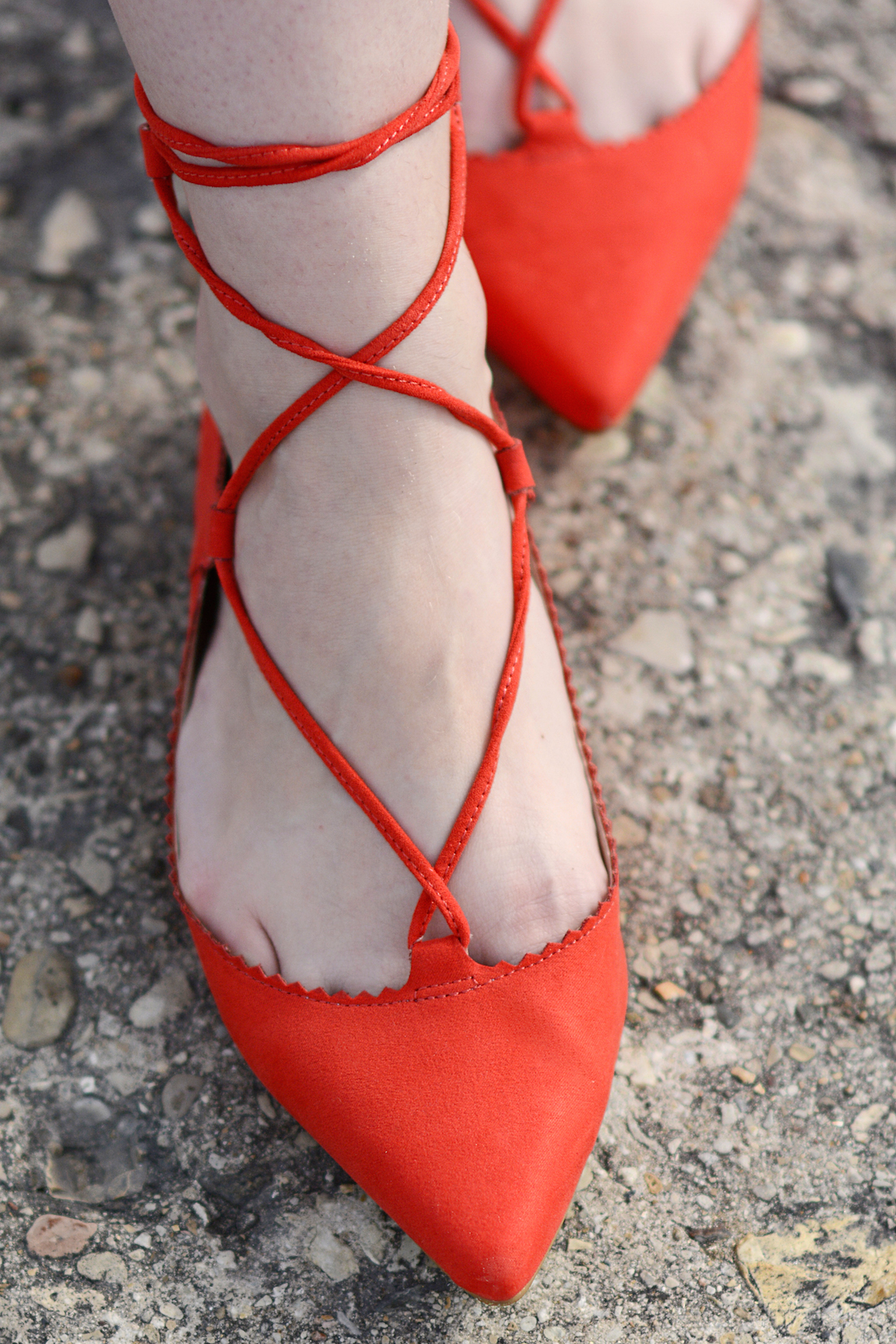 Topshop Lace Up Ghillie Red Flats 2