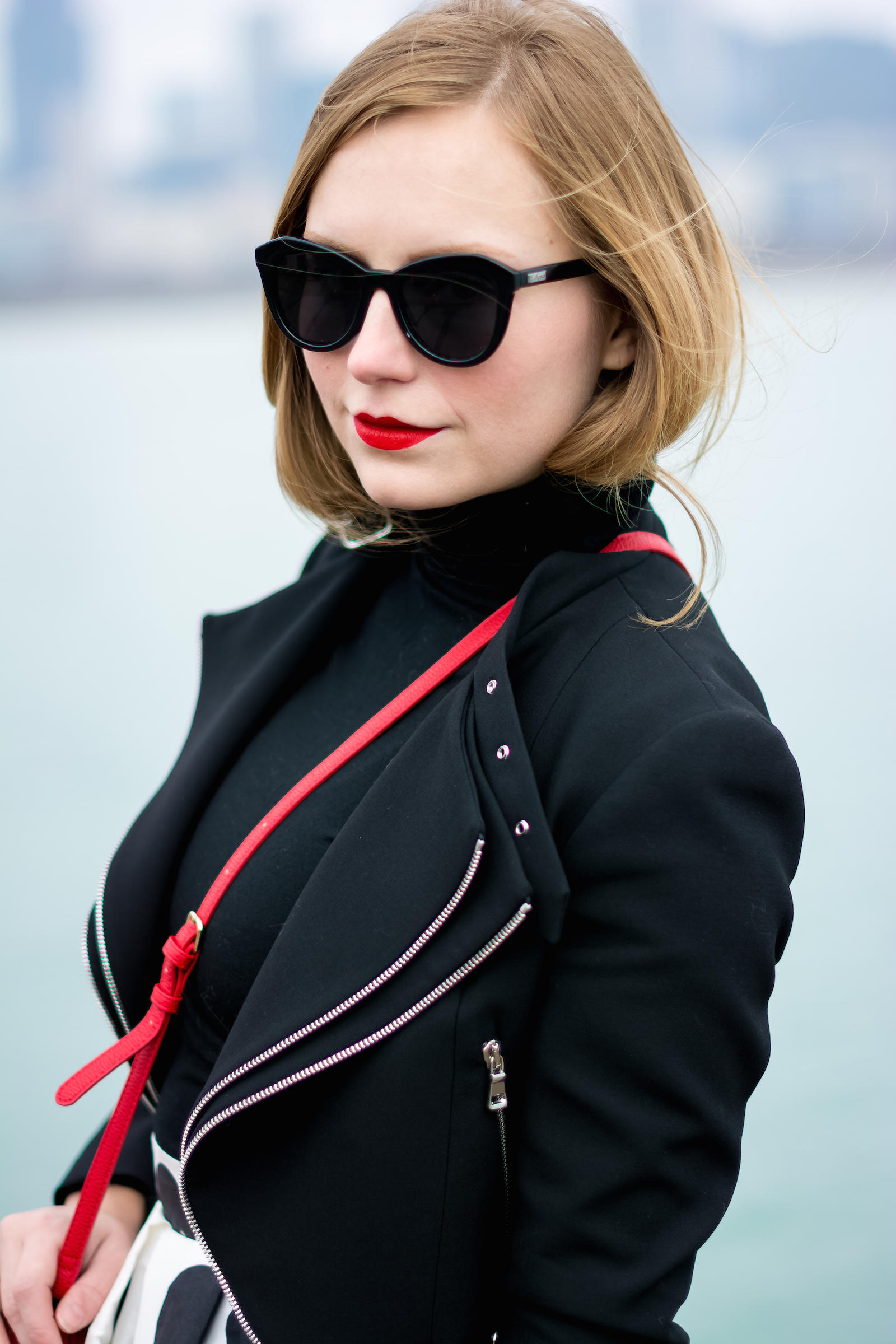 Zara Moto Jacket T&J Designs Polka Dot Midi Skirt