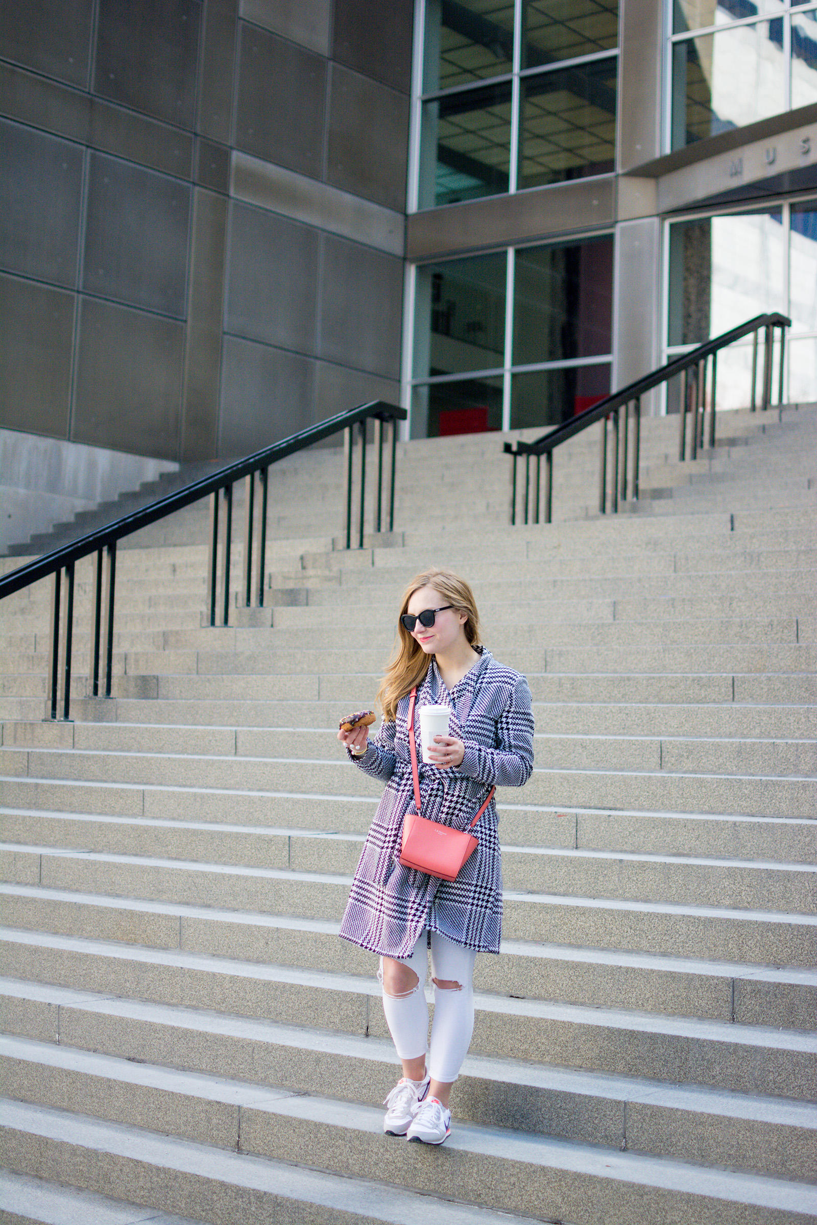Houndstooth Pink Stans Donuts Spring Outfit
