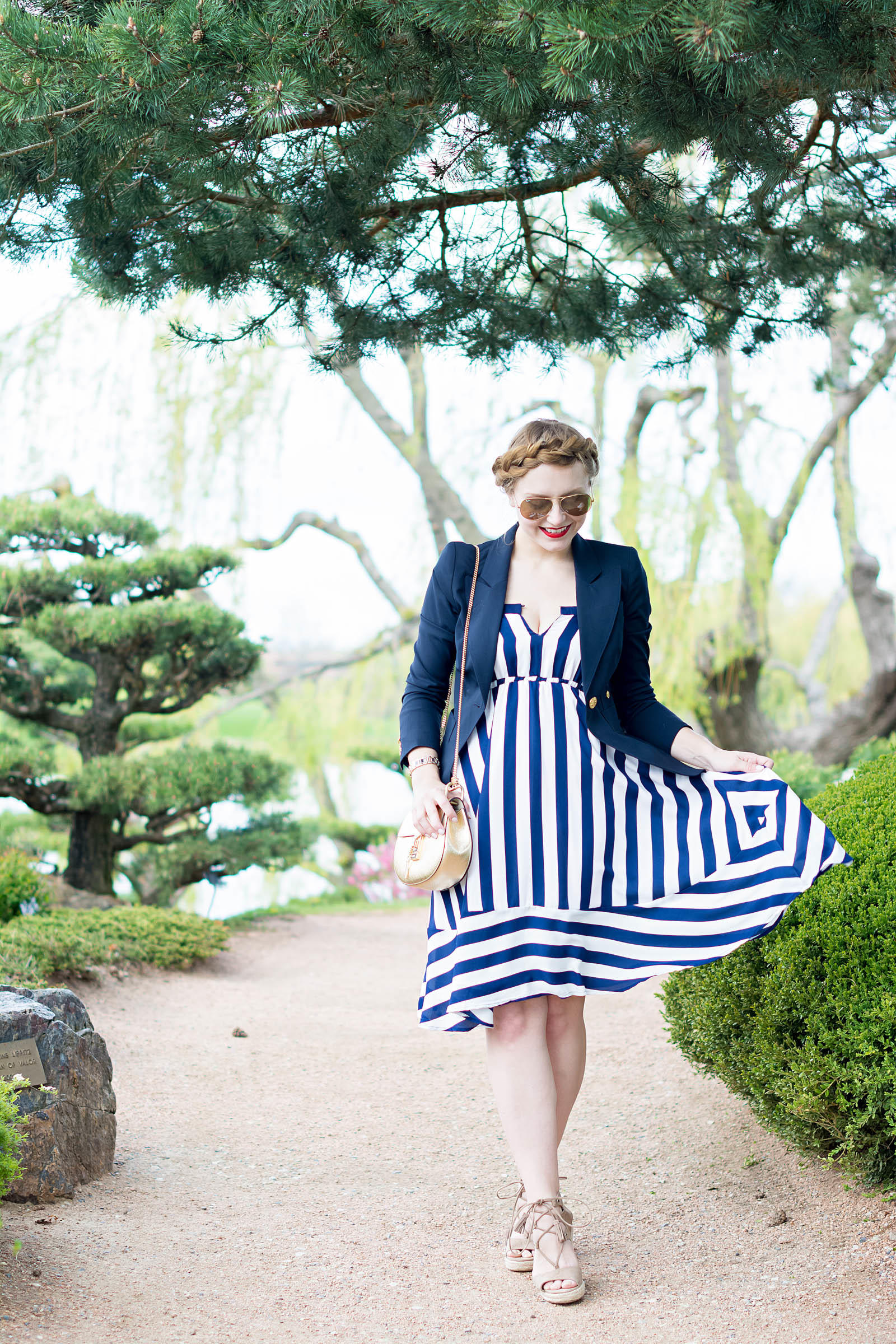 Chloe Drew Smythe Blazer Striped Summer Dress Look