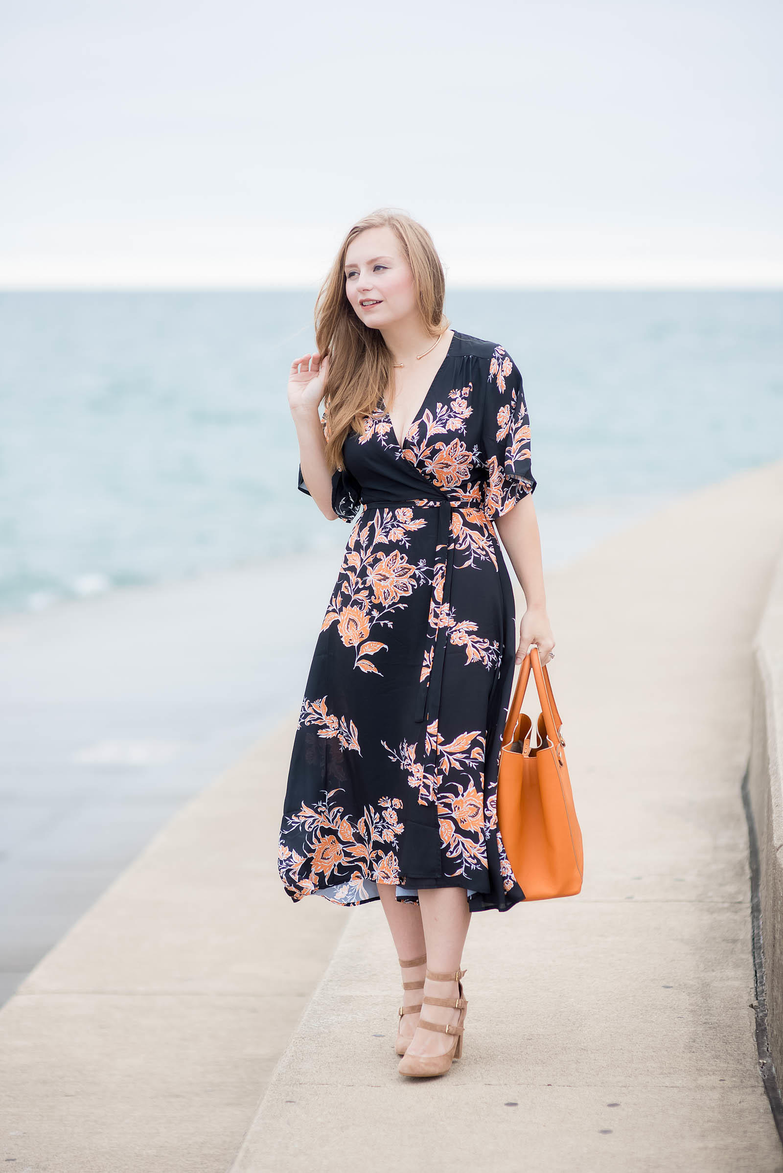 black floral kimono outfit