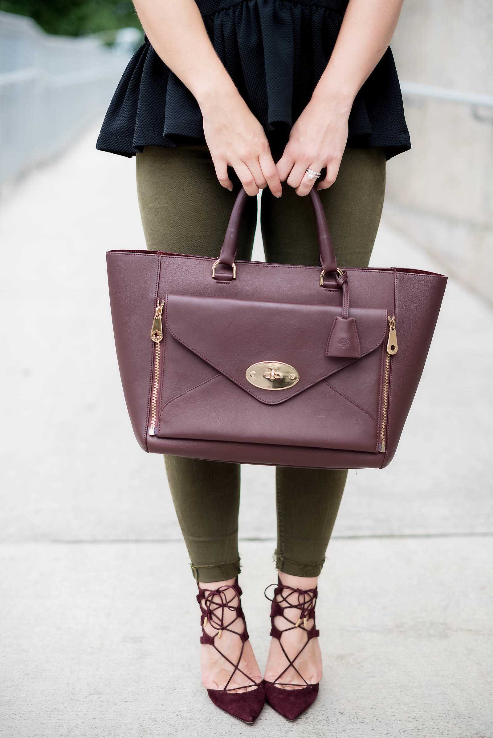 Green Burgundy Fall Outfit