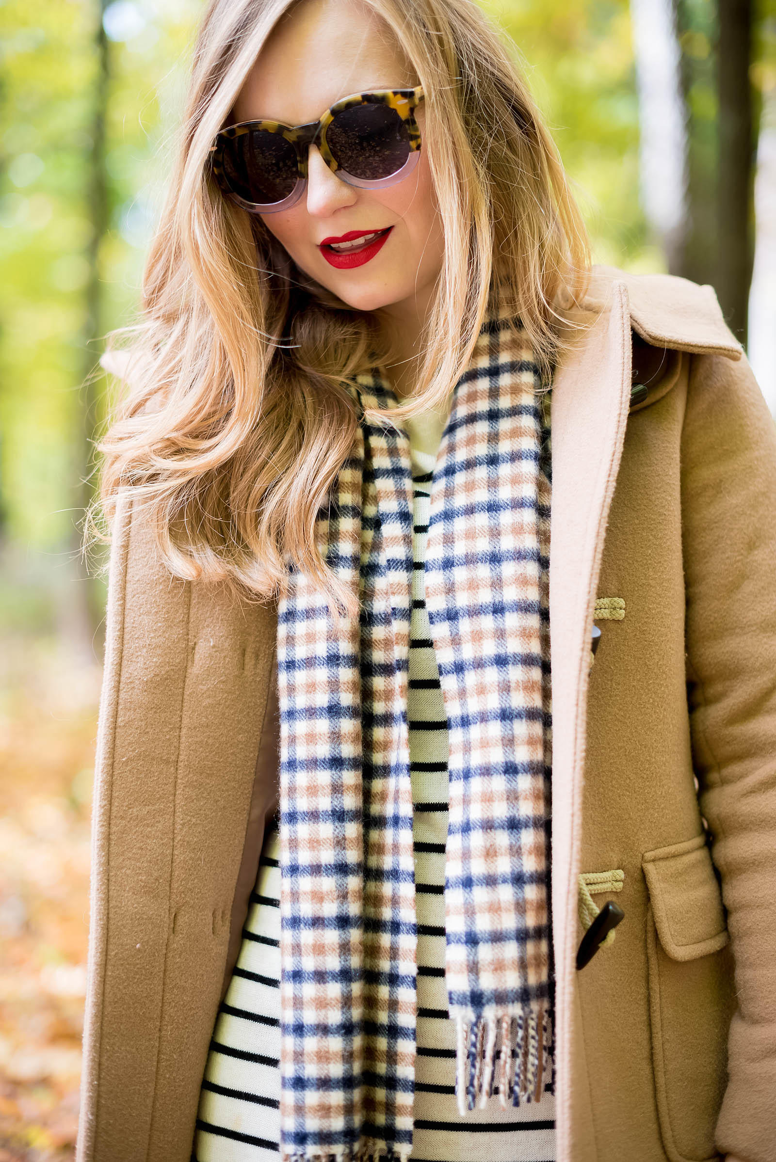 Fall Plaid Stripe Sweater Outfit