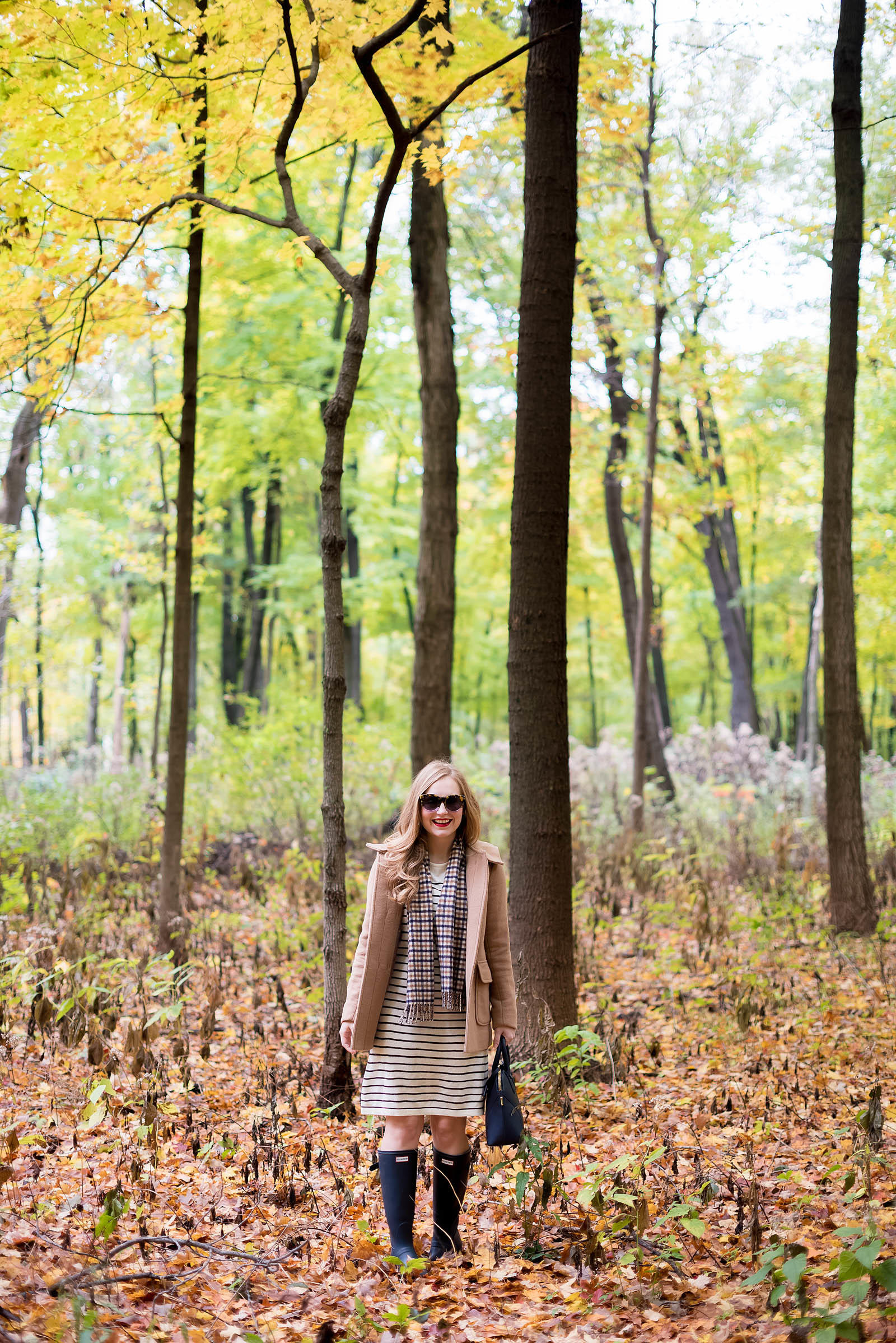 Fall Plaid Stripe Sweater Outfit