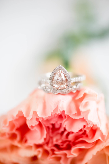 Pink Brown Diamond Pear Engagement Ring with Rose Gold
