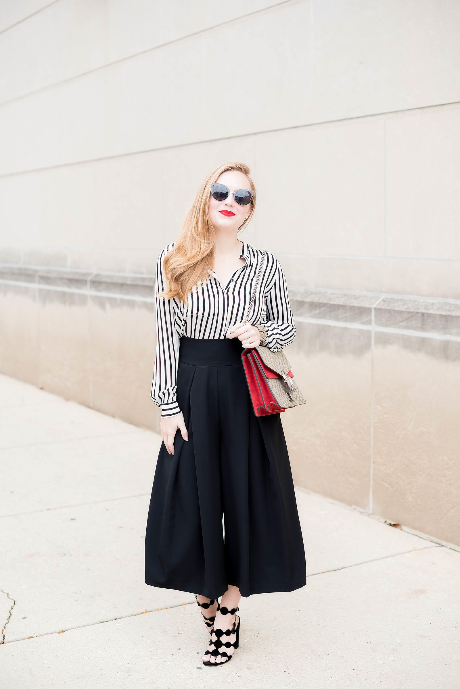 1940s Style Culotte Black White Red Outfit Inspiration