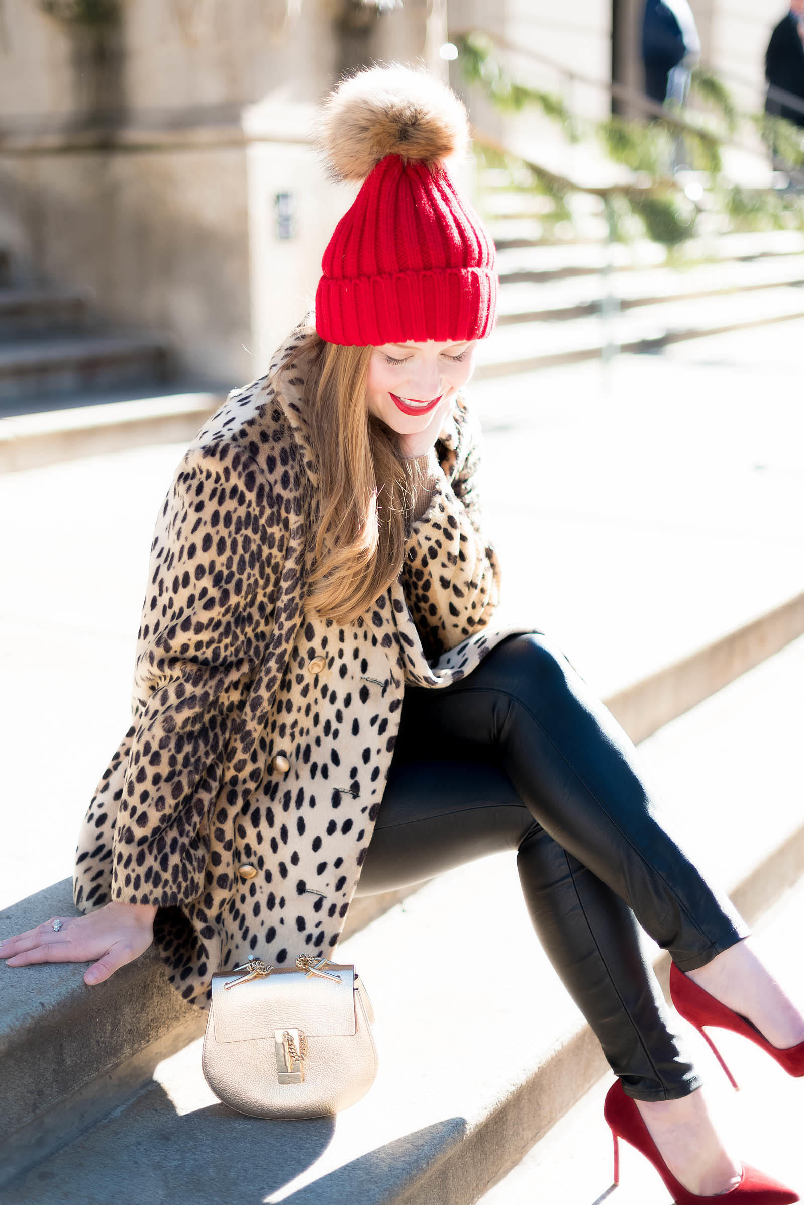 Red Leopard Winter Chic Cashmere Outfit