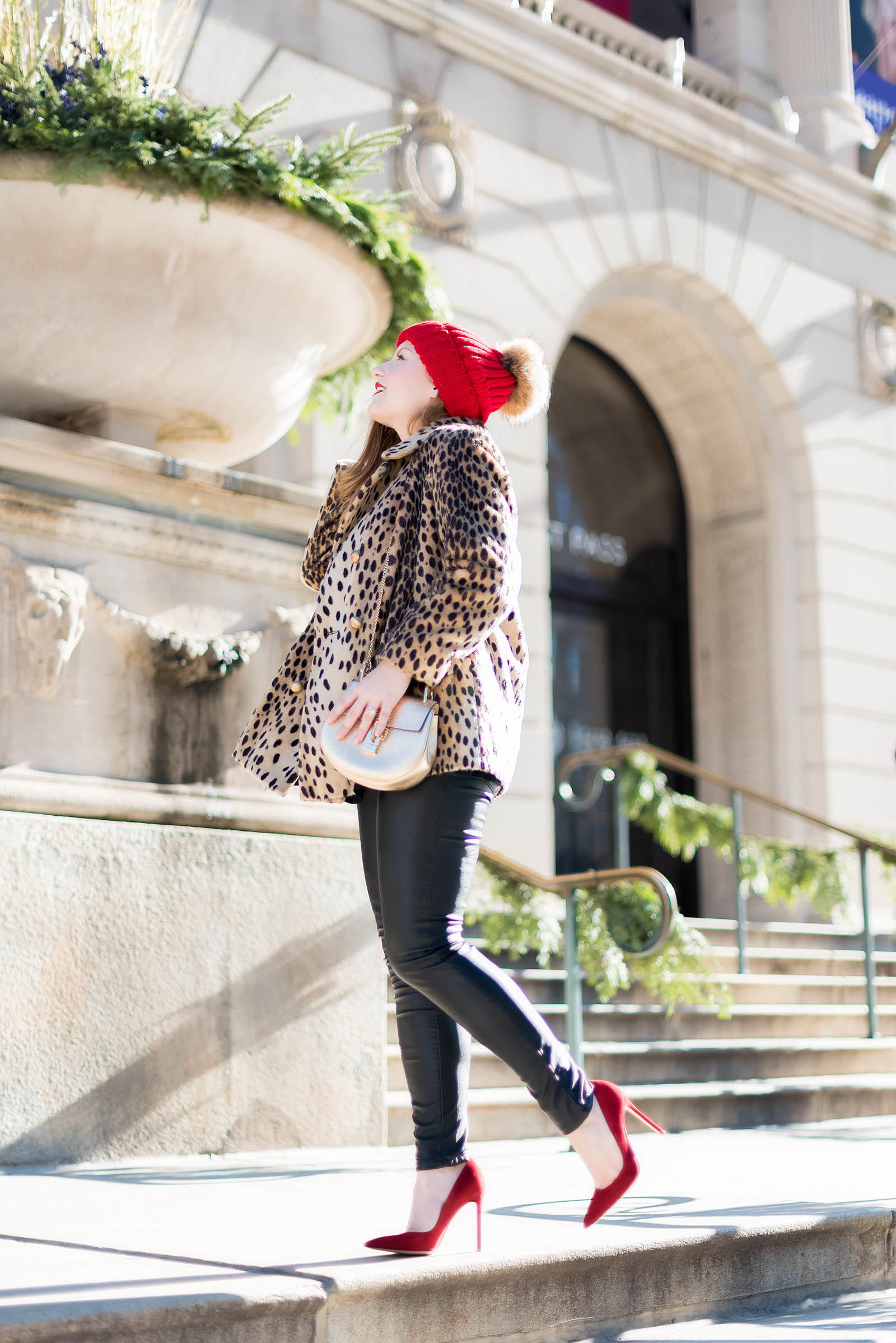 Red Leopard Winter Chic Cashmere Outfit