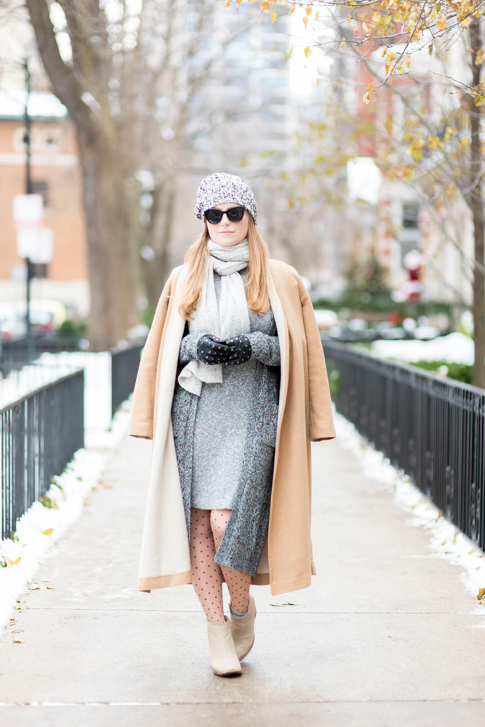 Marled Gray Knit Winter Outfit