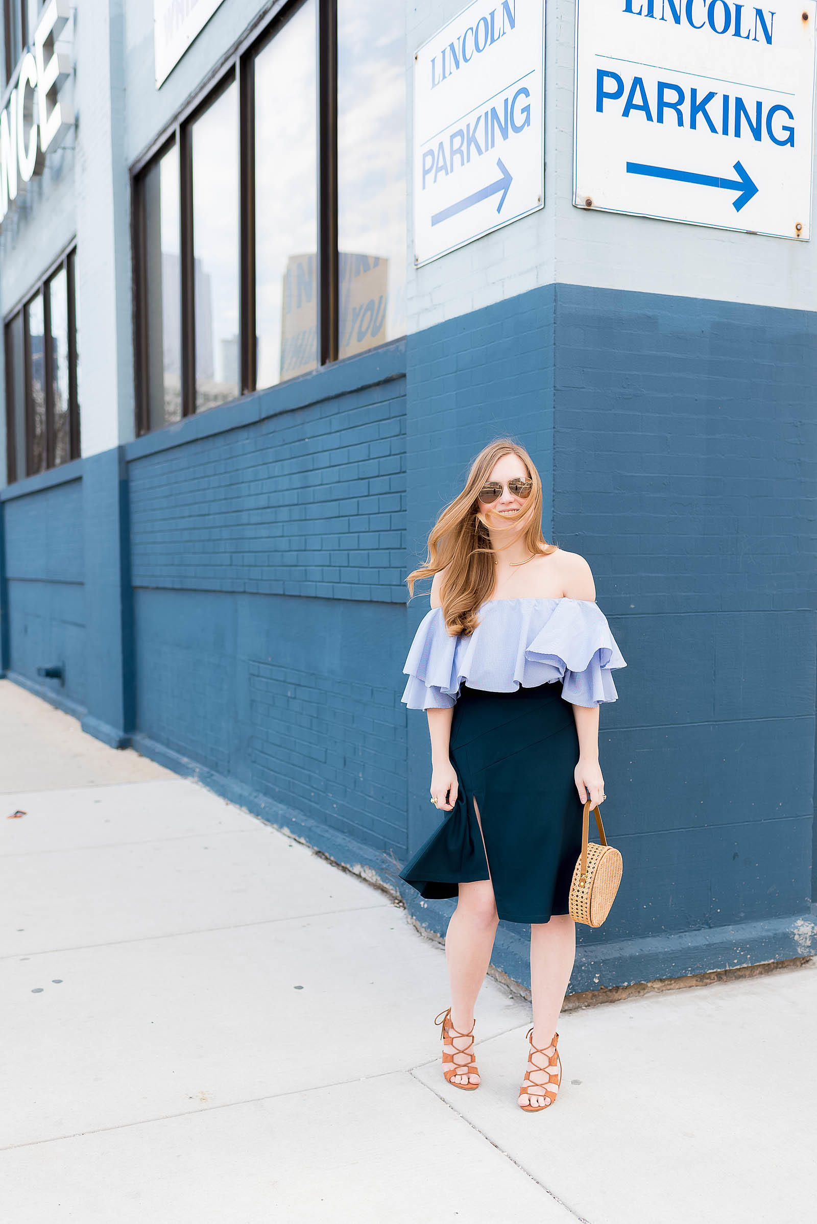 Straw Basket Bag Trend Spring Outfit Off the Shoulder