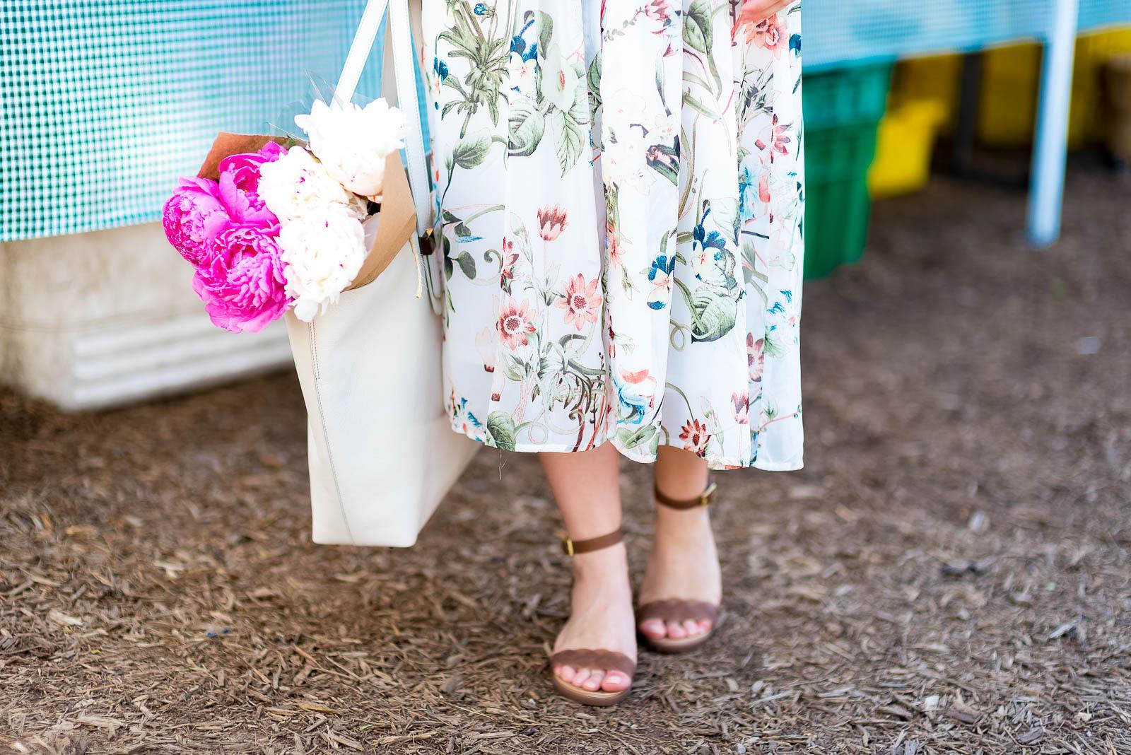 Summer Floral Midi Dress Farmers Market Outfit