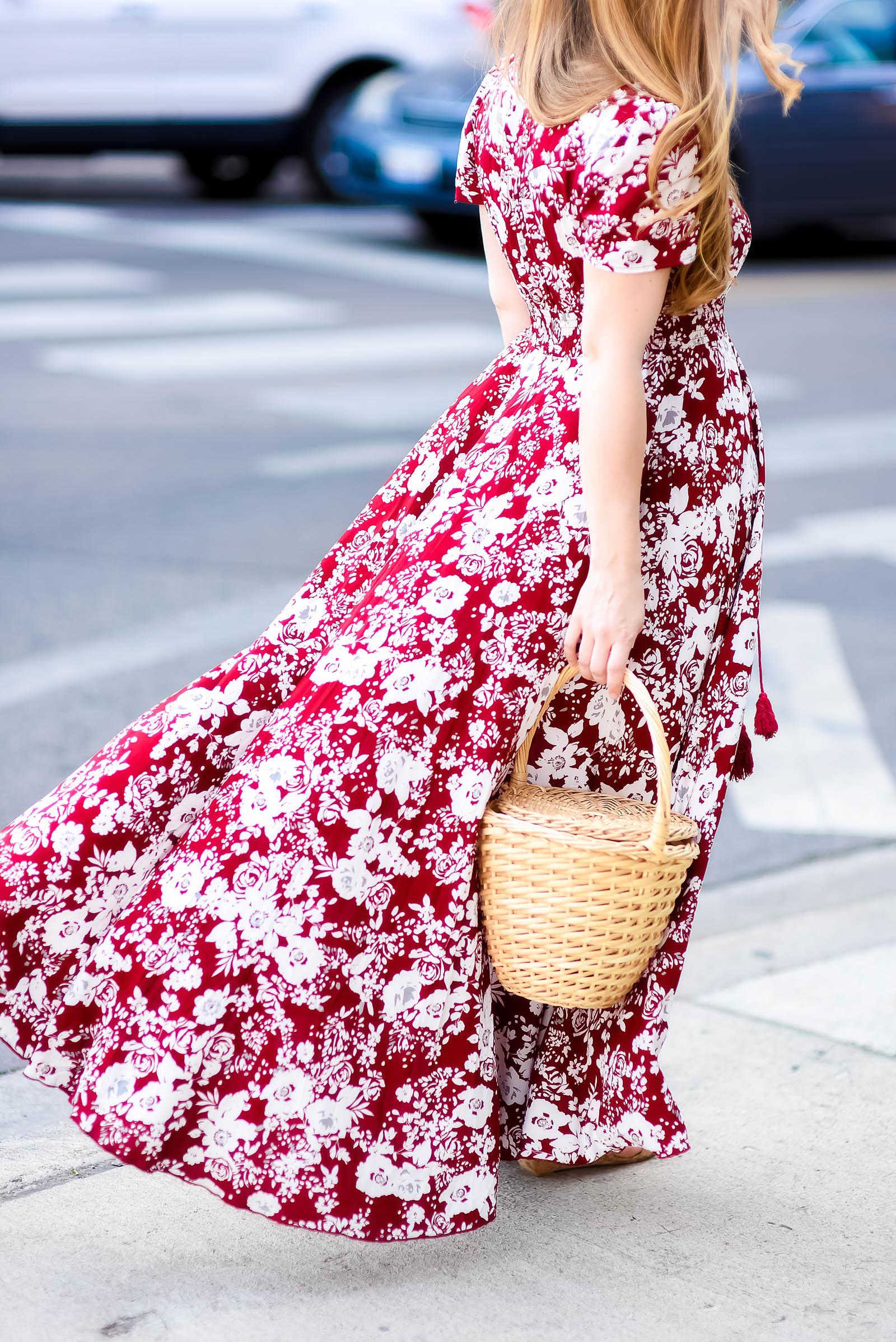 burgundy floral maxi