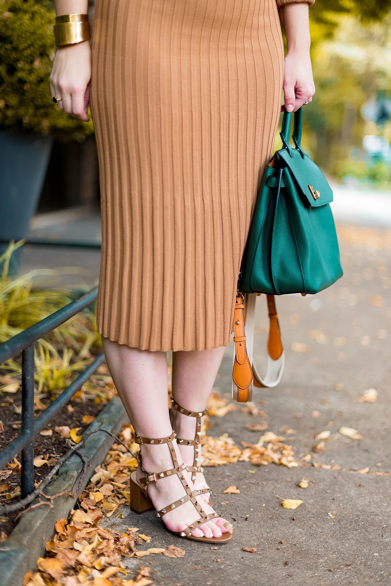 Fall Sweater Dress Outfit with MCM Backpack
