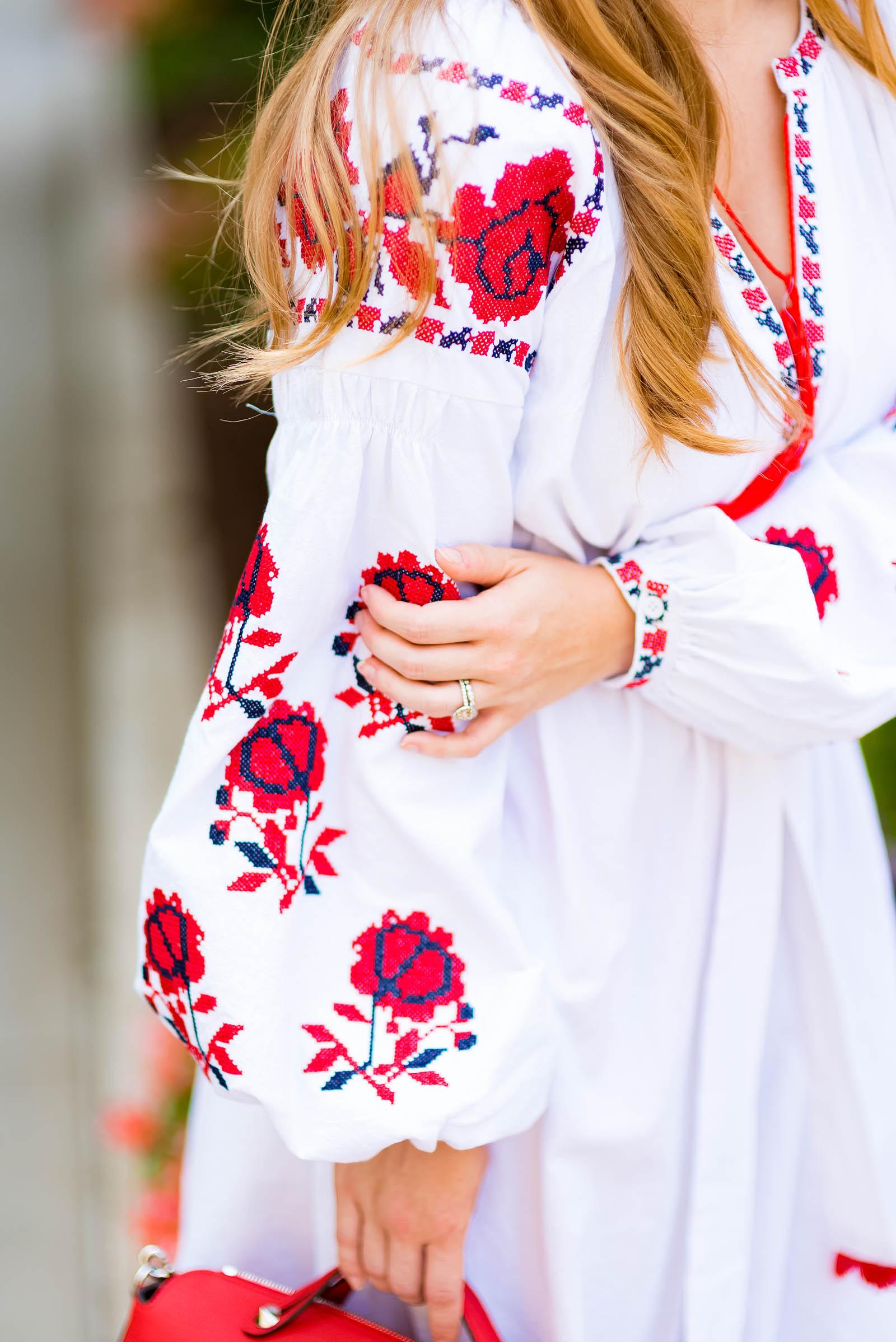 Red White Ukranian Dress Fendi Bag
