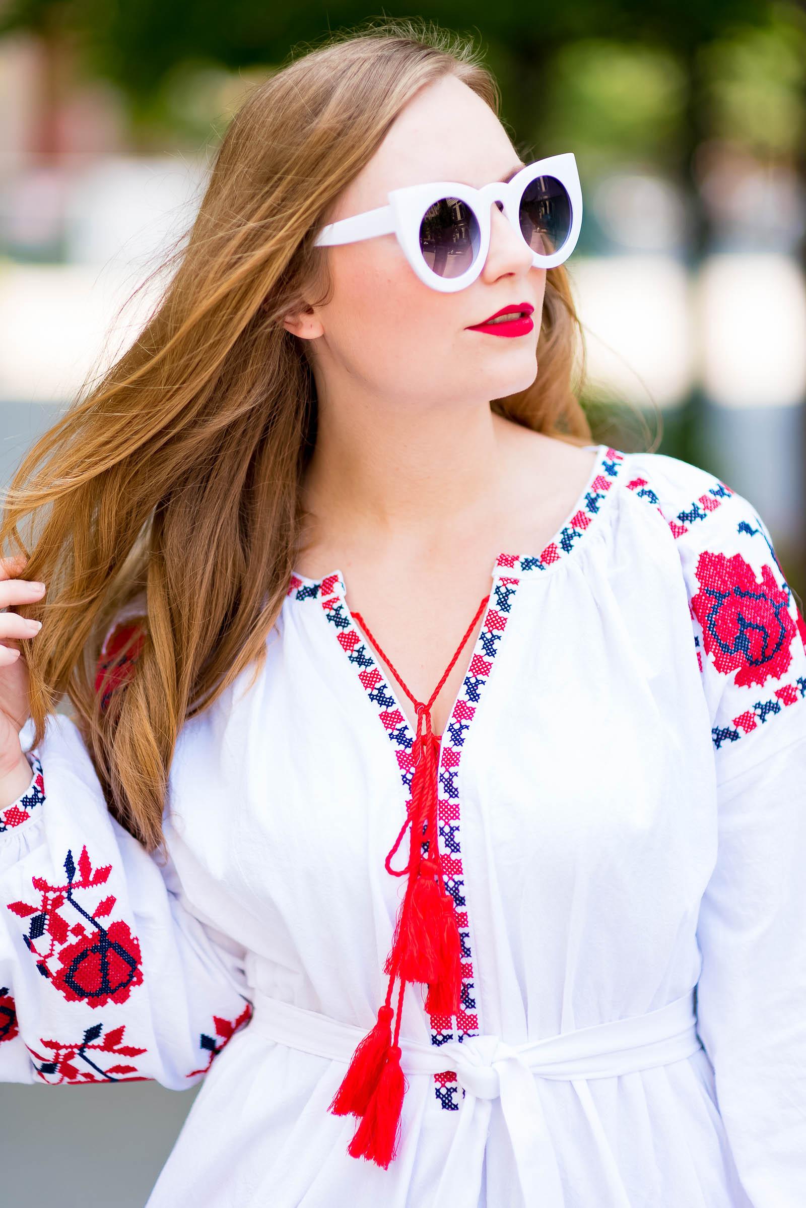 Red White Ukranian Dress Fendi Bag