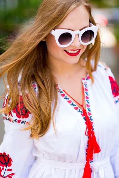 Red White Ukranian Dress Fendi Bag