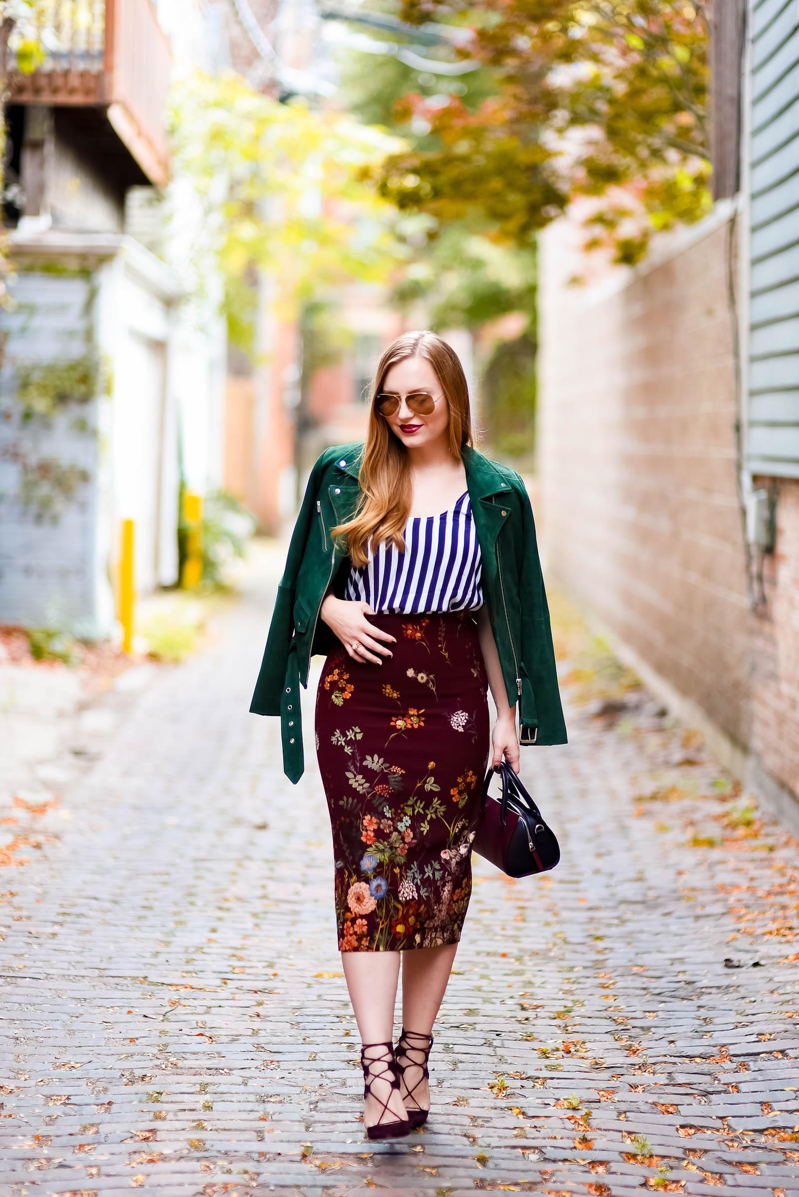 Moto Floral Stripe Autumn Outfit