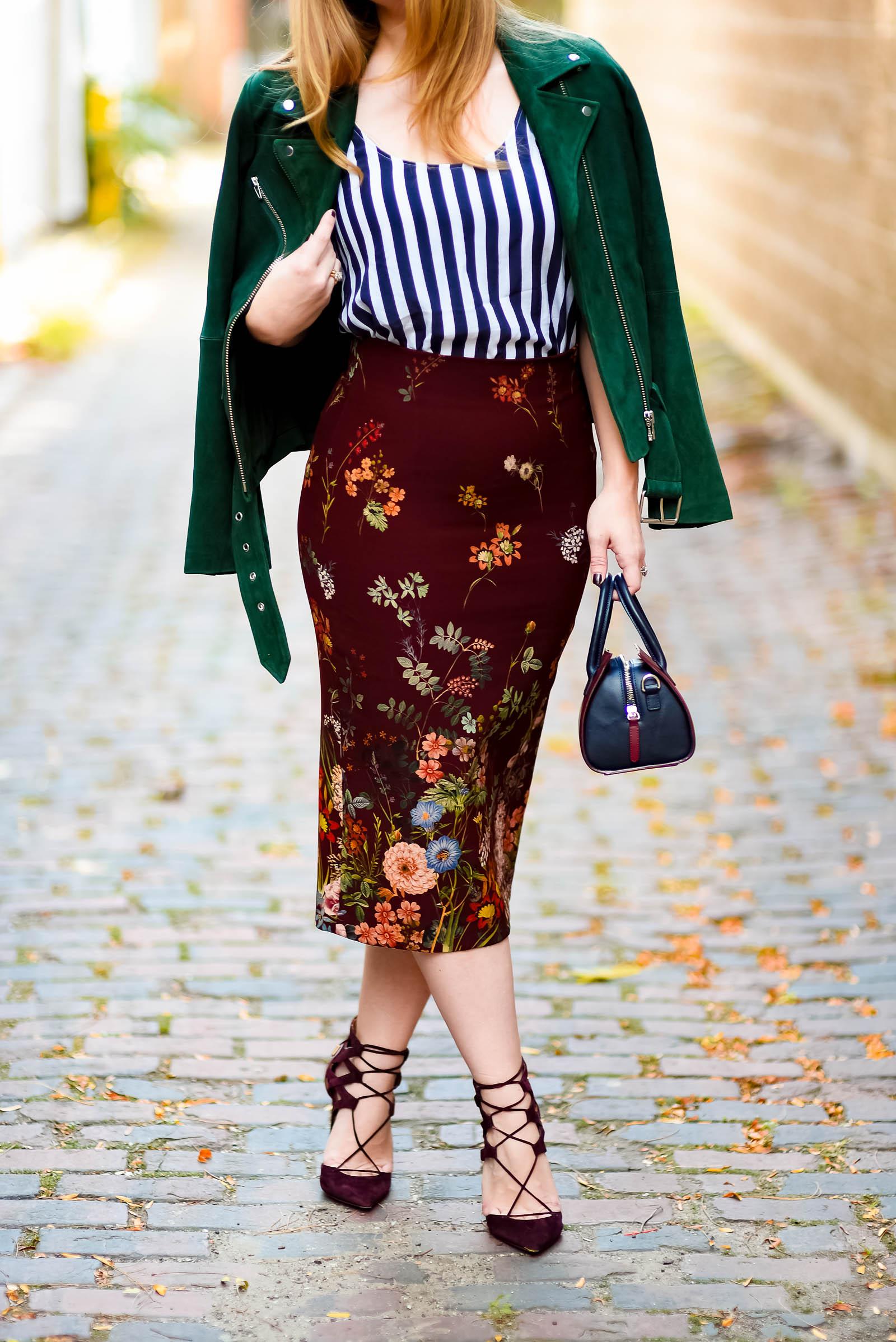 Moto Floral Stripe Autumn Outfit