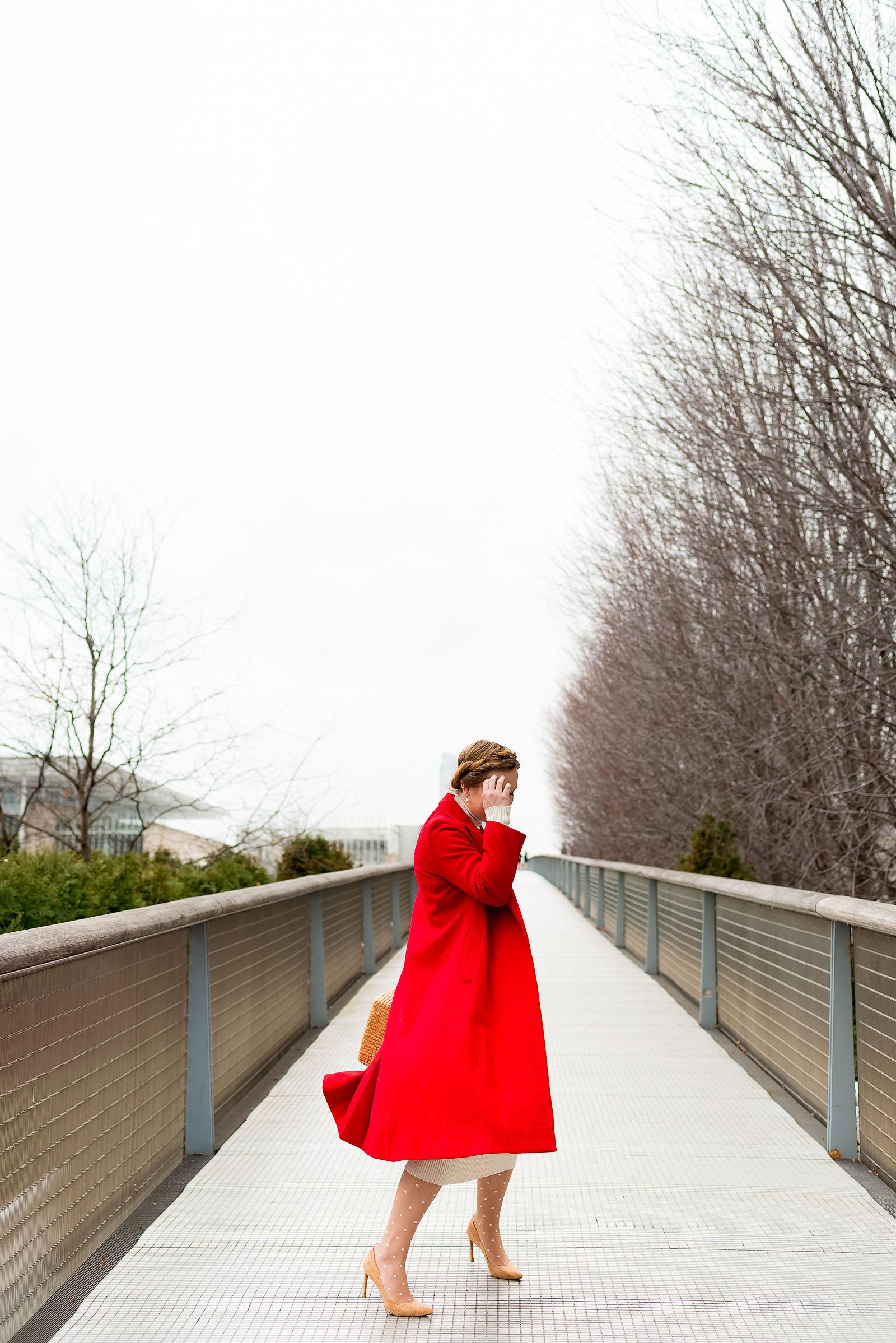 Vintage Red & Nude Winter Outfit
