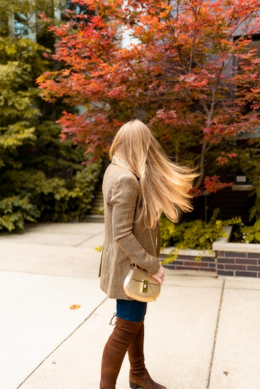 Fall Blazer Over the Knee Boots Outfit